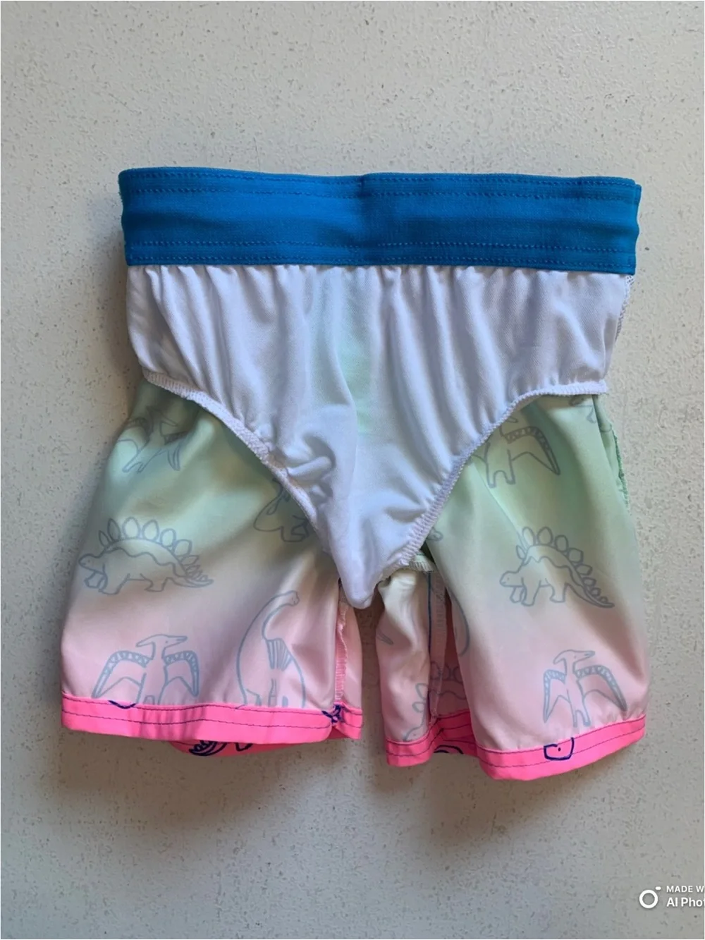 Cat & Jack Dinosaur Print Swim Trunks Swimsuit Boys Size 5T NWT Blue Green Pink